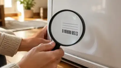 Magnifying glass over the model sticker on an appliance